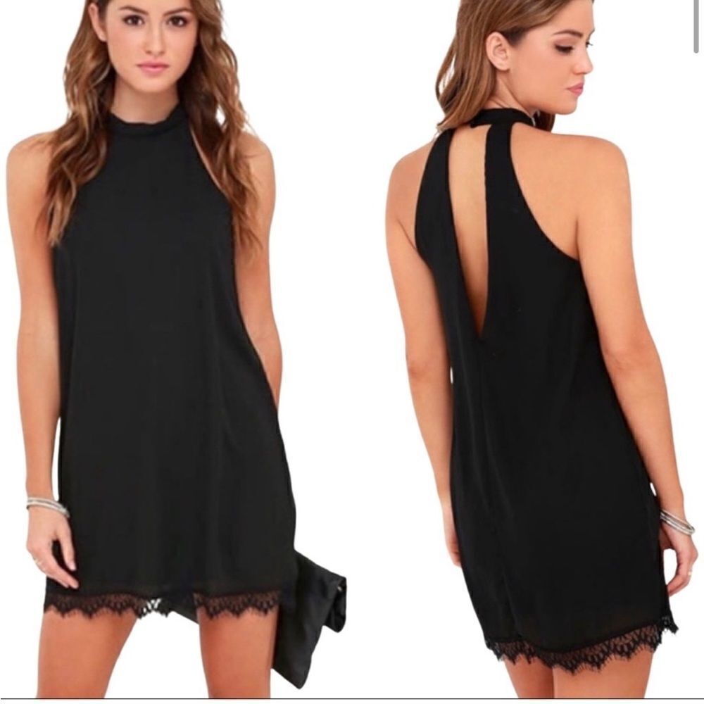Bywater Black Lace Swing Dress Small S EUC